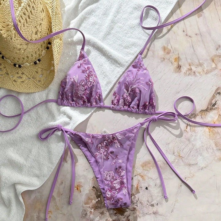 Damen Glamouröser Triangel-Bikini mit Glitzerelementen Echo Archiv