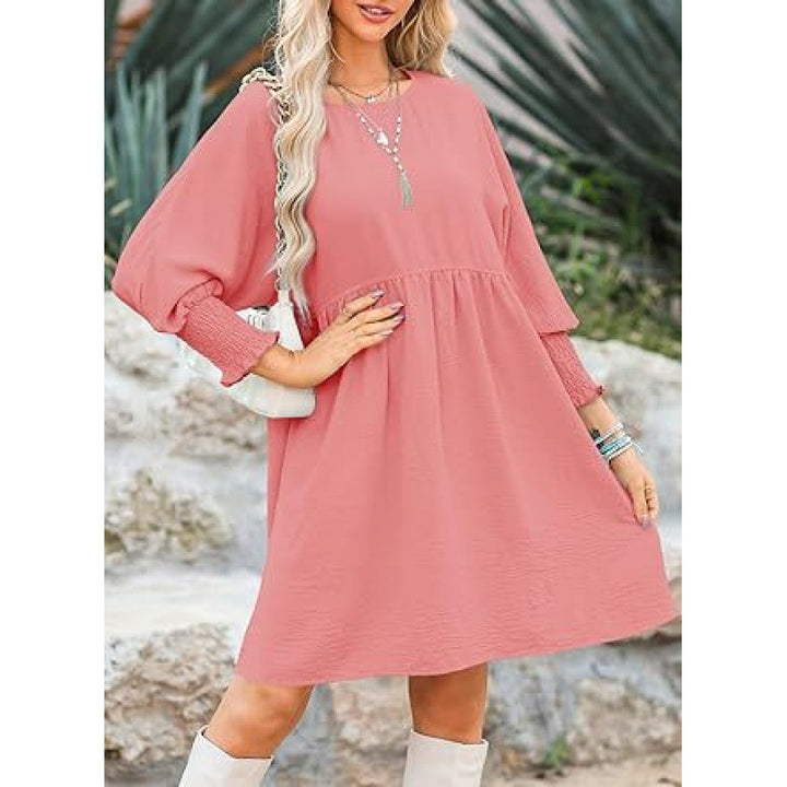 Damen Lockeres Babydoll-Kleid mit Ballonärmeln und geraffter Taille Echo Archiv