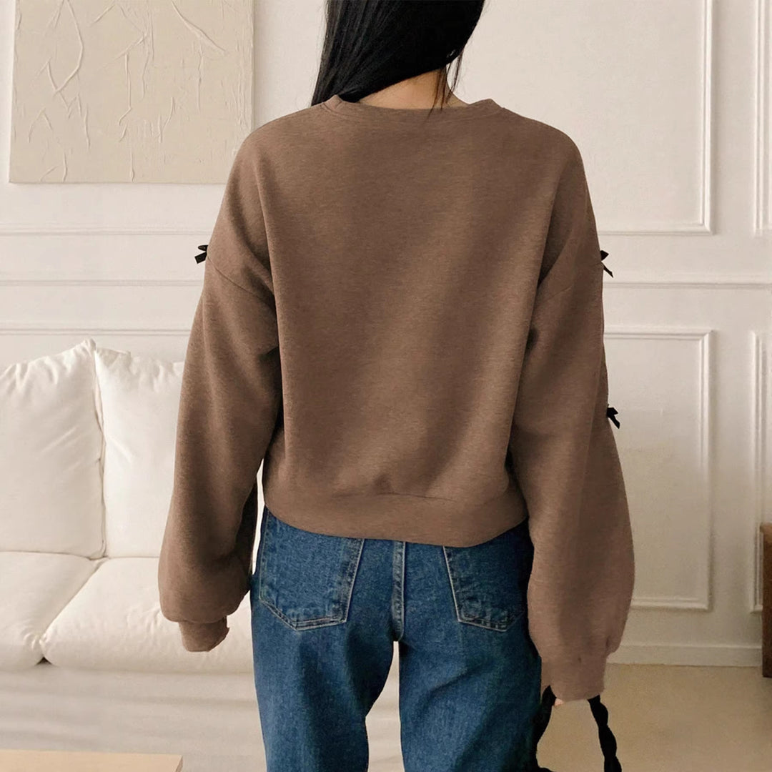 Damen Oversize‑Sweatshirt mit dekorativen Schleifenärmeln und Rundhalsausschnitt – Avérine