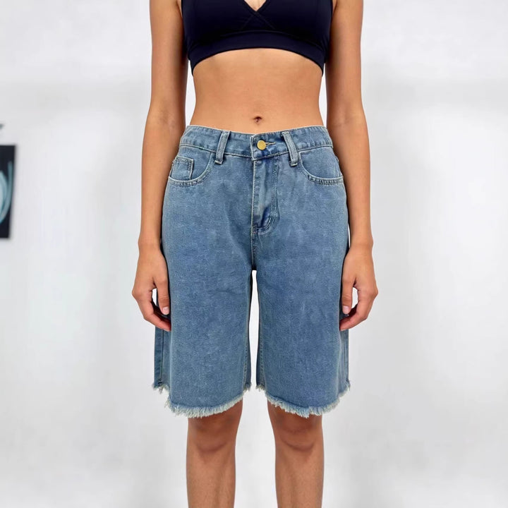 Damen lässige Denim-Shorts mit ausgefransten Säumen und hoher Taille Echo Archiv