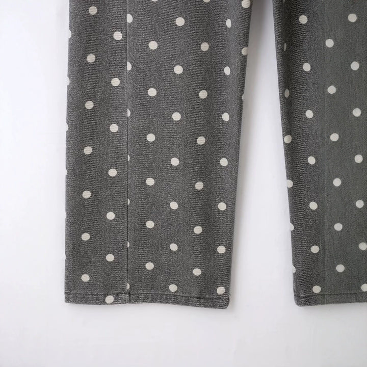 Damen Weite Highwaist Denimhose mit Polka‑Dot Print und Five‑Pocket-Design Echo Archiv