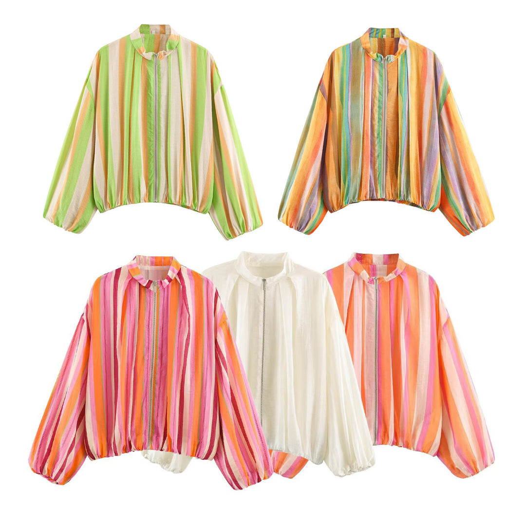 Damen leichte transparente Oversize-Blousonjacke mit Ballonärmeln Echo Archiv