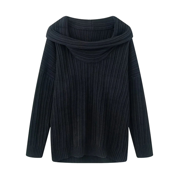 Damen nan Oversize-Rippstrick-Pullover mit weitem Rollkragen und überschnittener Schulter Echo Archiv