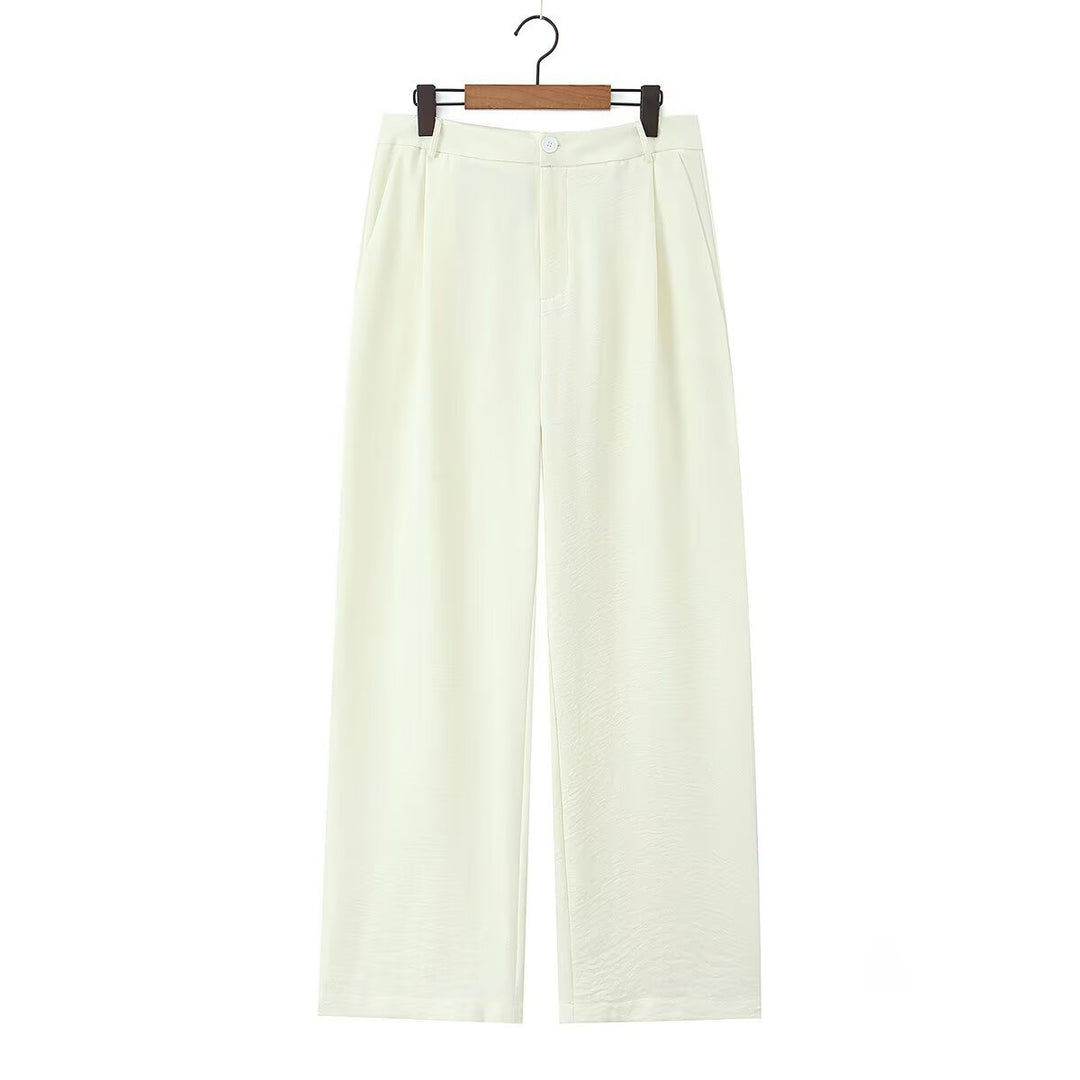 Damen Weite, hochtaillierte Stoffhose mit Bundfalten und Seitentaschen Echo Archiv