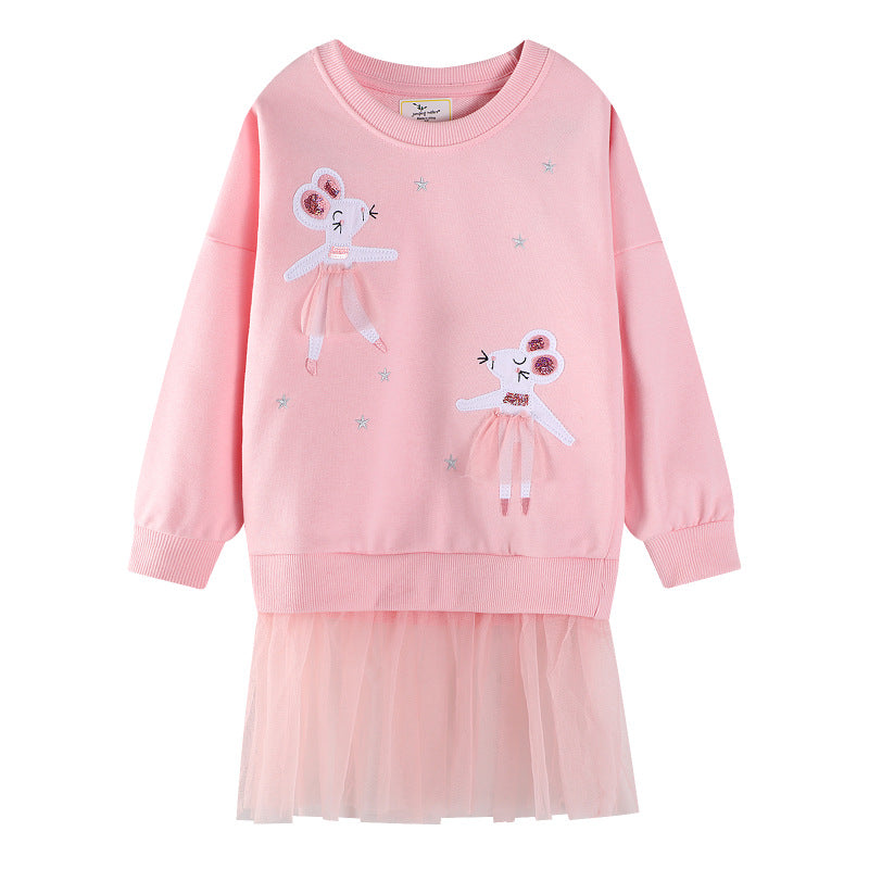 Mädchen Sweatshirt mit Tüllrock und niedlicher Tierstickerei Echo Archiv