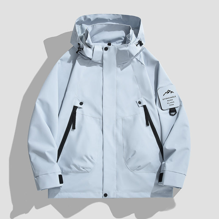 Herren Wasserdichte Utility-Softshelljacke mit Kapuze, schräge Reißverschlusstaschen & verstellbaren Ärmelriegeln Echo Archiv