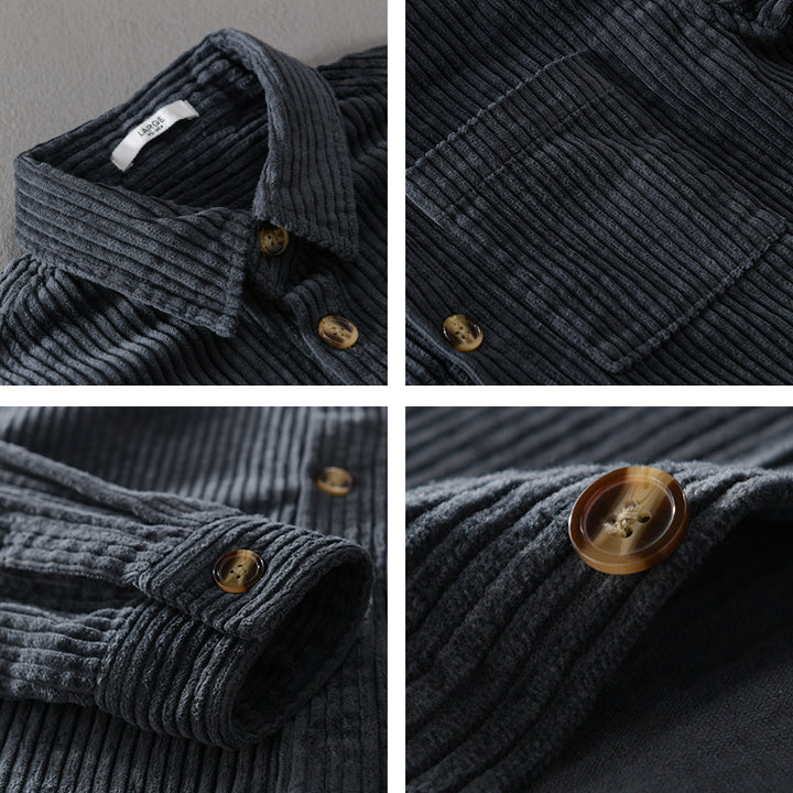 Herren Cord-Overshirt mit breiter Rippenstruktur, Brusttasche und Relaxed-Fit Echoarchiv
