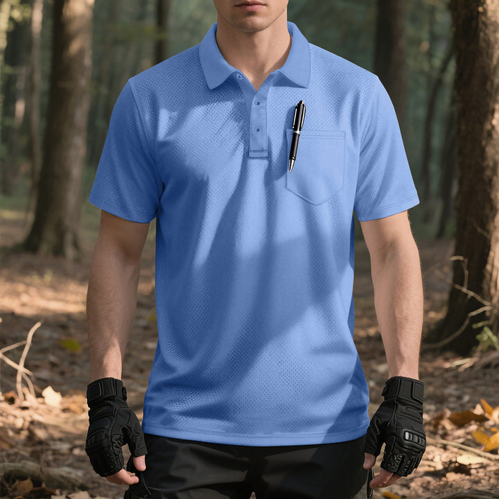 Herren Polo-Shirt mit atmungsaktivem Mesh-Gewebe und praktischer Brusttasche Echoarchiv