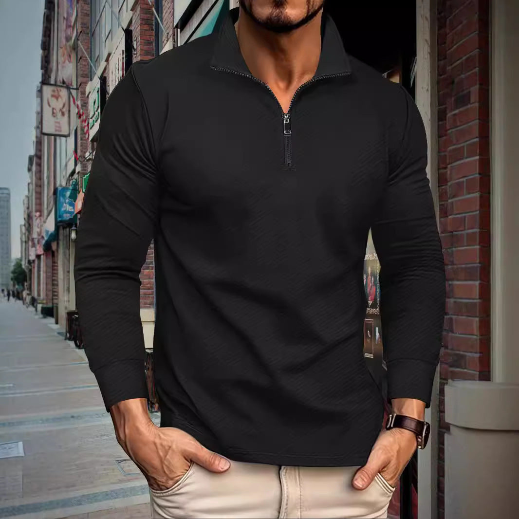 Herren Sportliches Langarmshirt mit Reißverschluss und lässigem Schnitt Echoarchiv