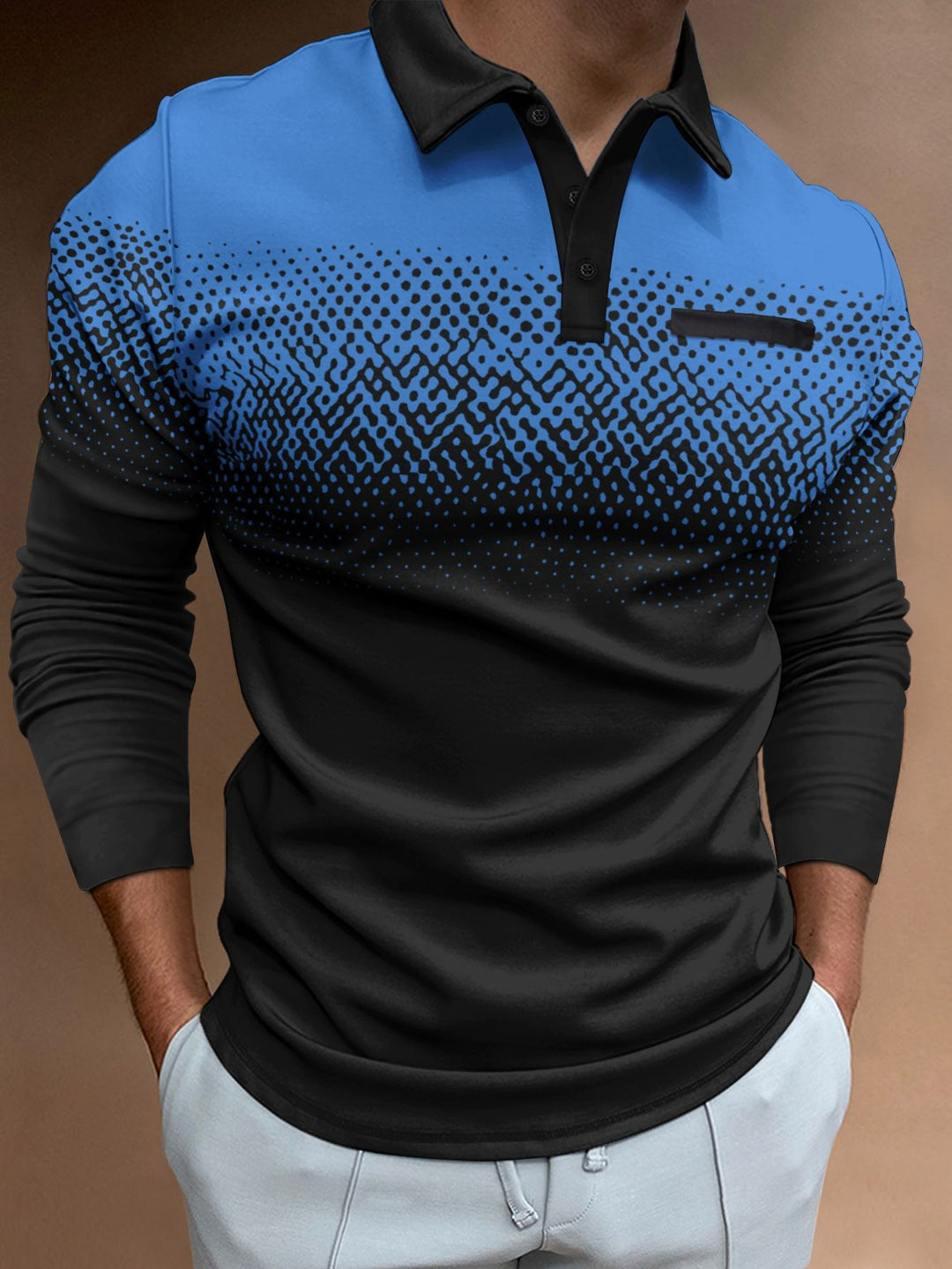 Herren Poloshirt mit modernem Farbverlauf und stylischen Kontrastdetails Echoarchiv
