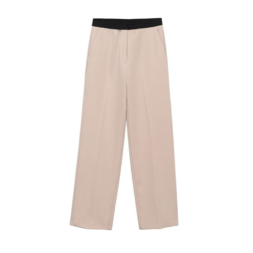 Damen Weite Palazzo-Hose mit elastischem Kontrastbund und Bügelfalten Echo Archiv