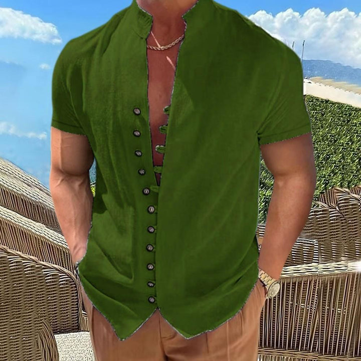 Herren modisches Kurzarm Hemd mit innovativer Knopfleiste Echoarchiv