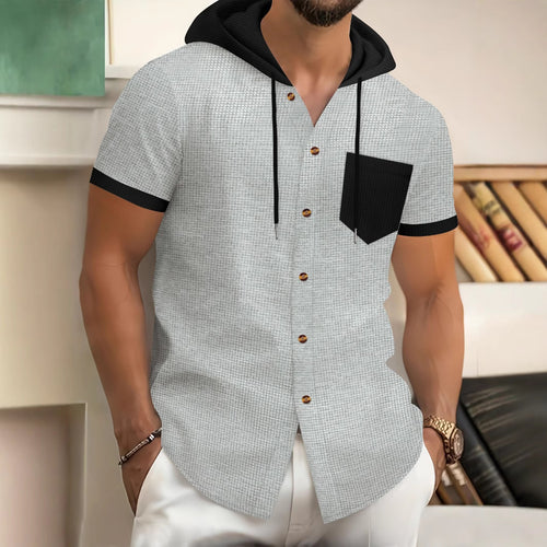 Herren Kurzarm-Hemd mit Kapuze und modischem Design Echoarchiv