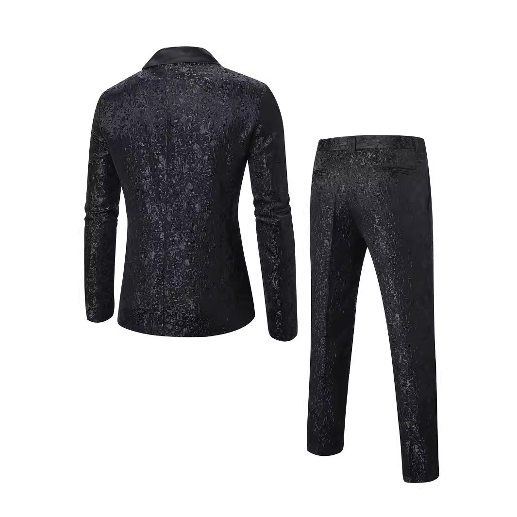 Herren Elegantes Smokinganzugset mit floralem Musterdruck Echoarchiv