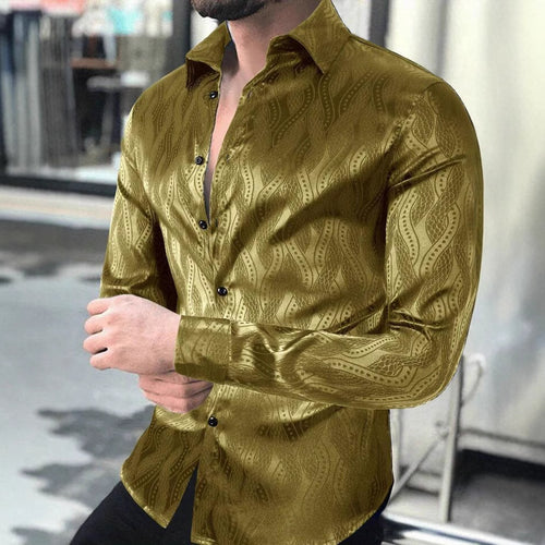 Herren Slim-Fit Hemd mit elegantem Wellenmuster Echoarchiv