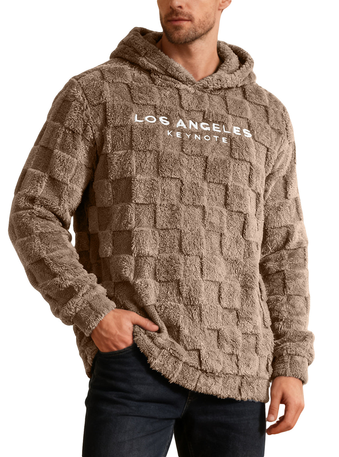 Herren Fleece Kapuzenpullover mit strukturiertem Waffelmuster Echoarchiv