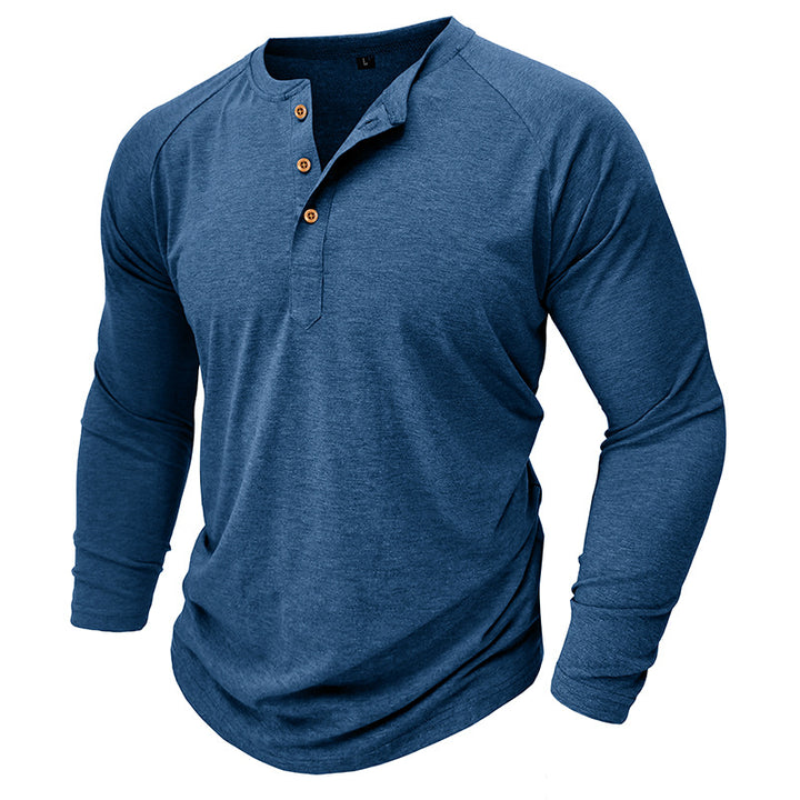 Herren Langarm-Henley-Shirt mit modernem Schnitt und einzigartigen Details Echoarchiv