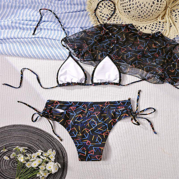 Damen Bikini-Set mit transparentem Oberteil und hohem Bund Echo Archiv