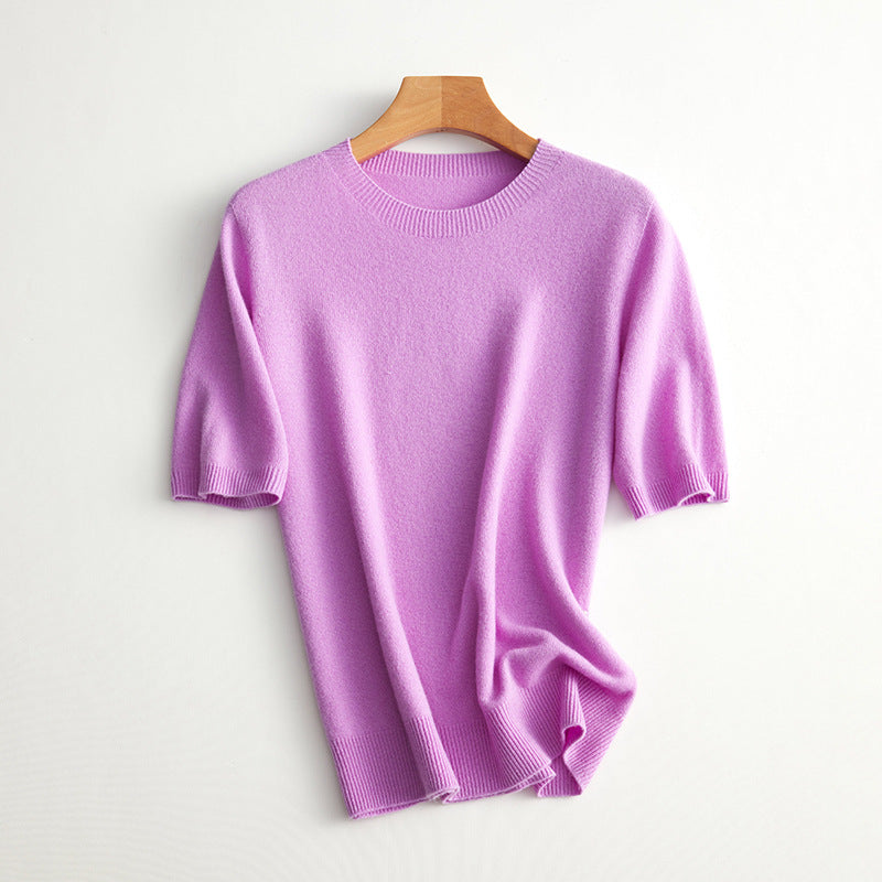 Damen Kurzarm Cashmere-Mix Pullover Echoarchiv