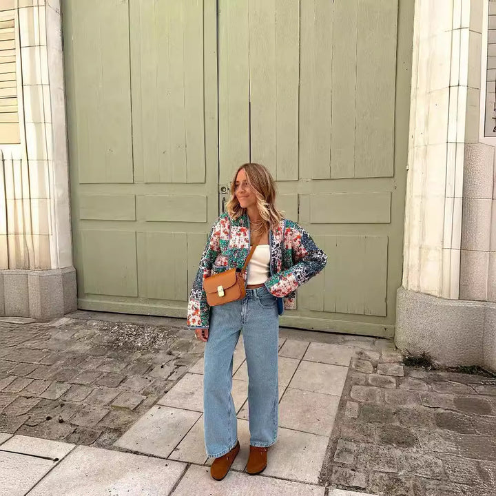 Damen Gepolsterte Patchwork‑Jacke im Kimono‑Stil Echo Archiv