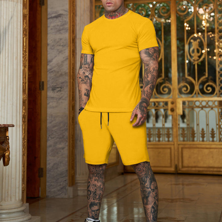 Herren Freizeit T-Shirt und Shorts Set mit elastischem Bund und atmungsaktiven Materialien Echoarchiv