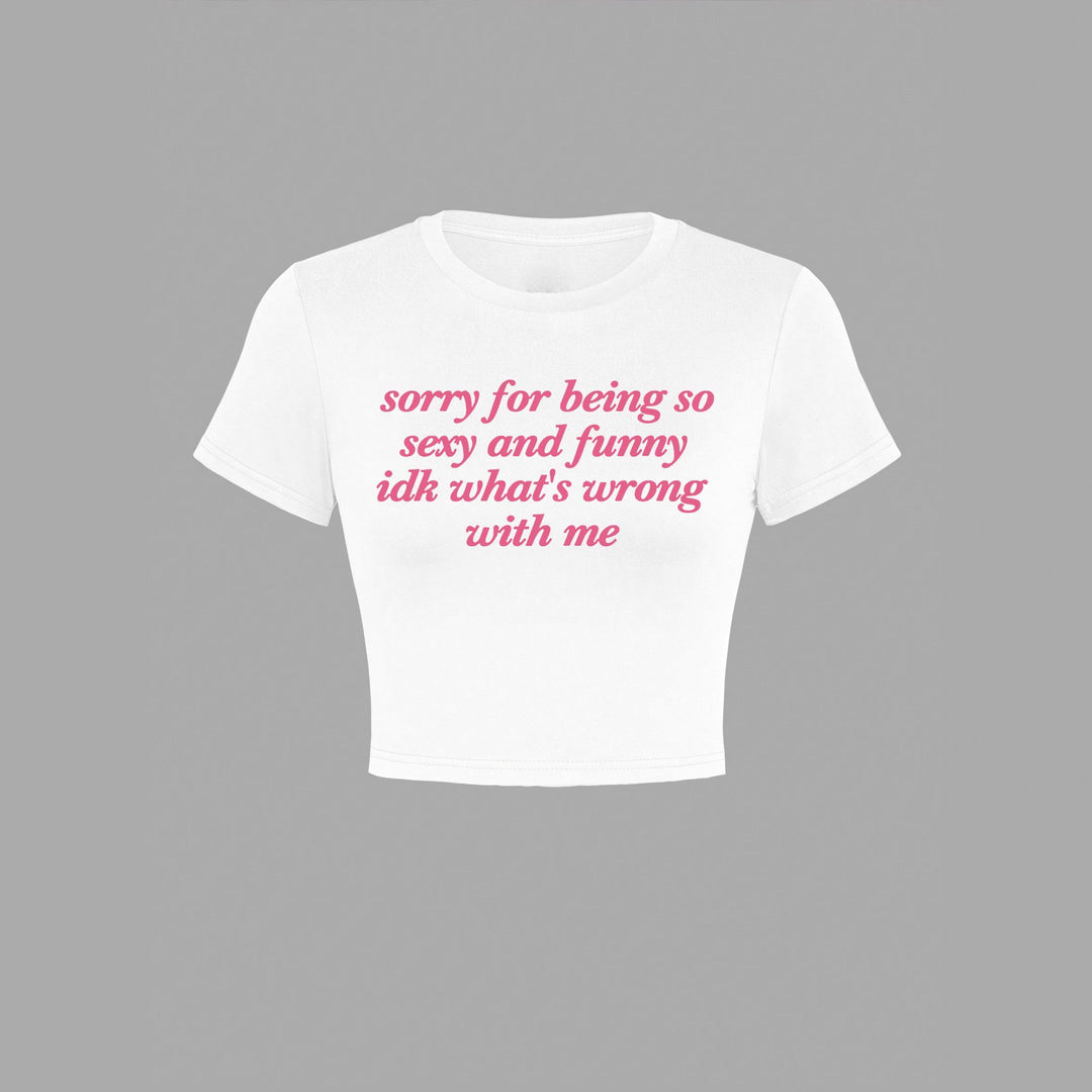 Damen Kurzarm Crop-T-Shirt mit witzigem Schriftzug Echo Archiv