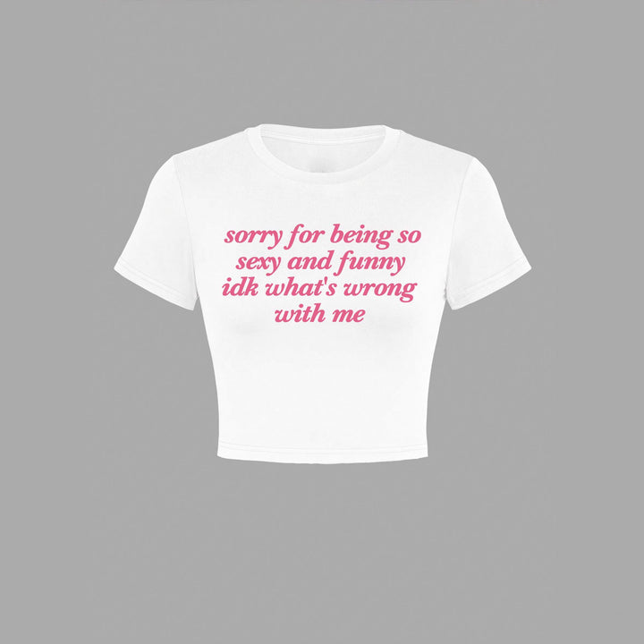 Damen Kurzarm Crop-T-Shirt mit witzigem Schriftzug Echo Archiv