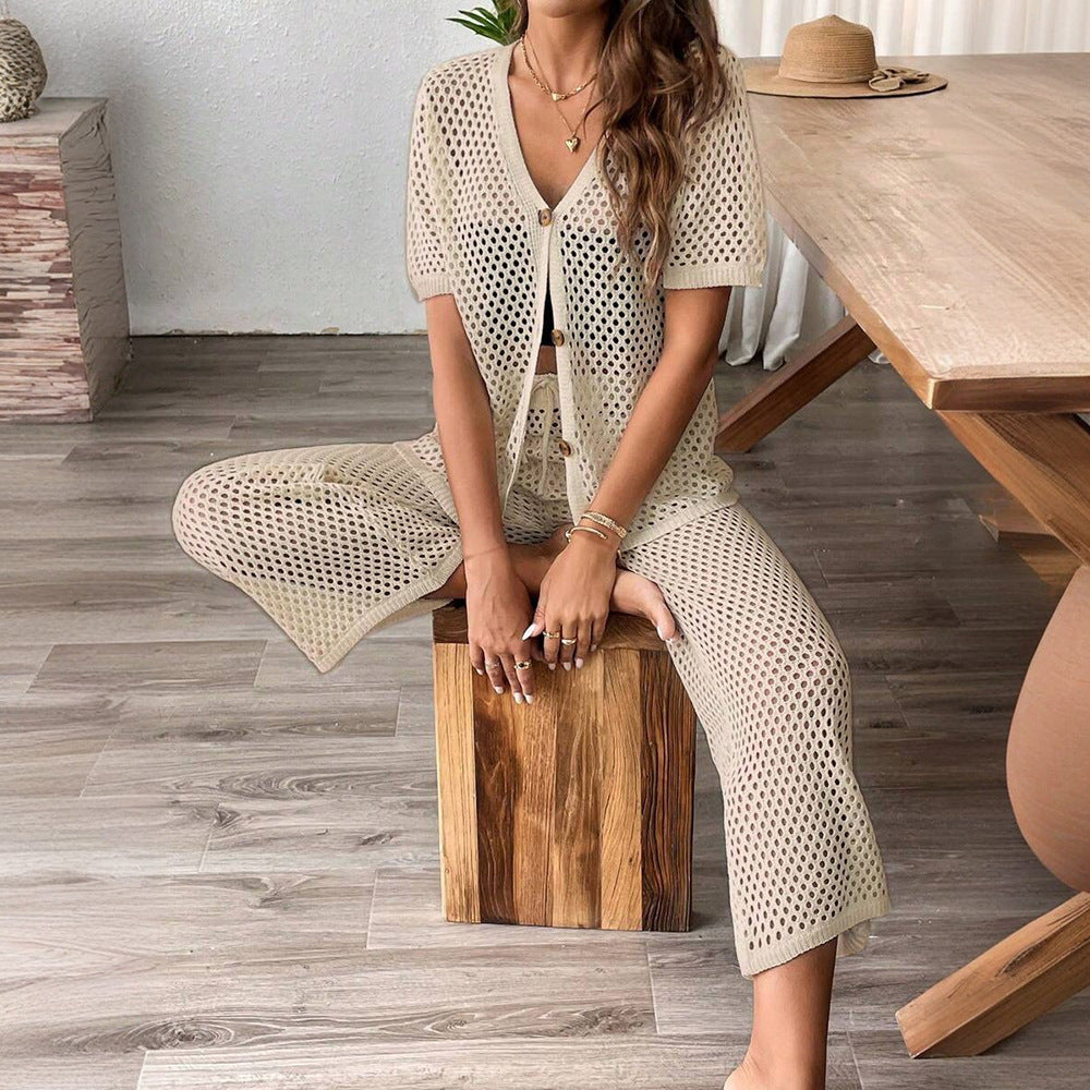 Damen luftiges Netz-Set mit knöpfbarem Cardigan Echo Archiv