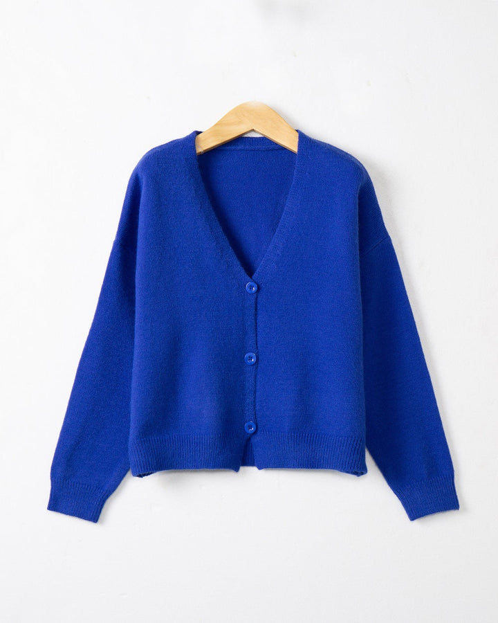 Damen Strickjacke mit V-Ausschnitt und Knopfdetails Echoarchiv