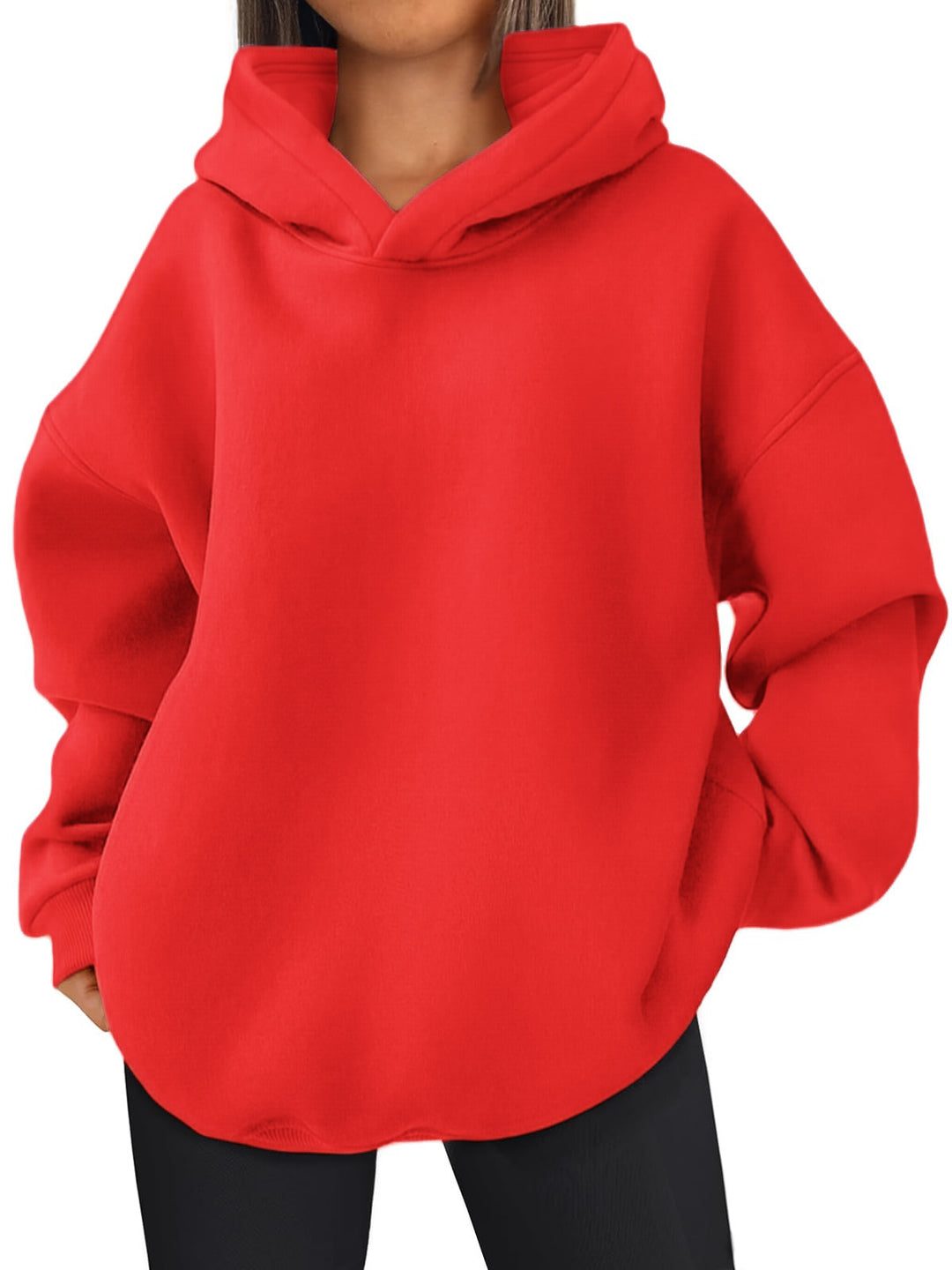 Damen nan kastiger Kapuzenpullover mit doppellagiger Kapuze, überschnittener Schulter und längerem Rückenteil Echo Archiv