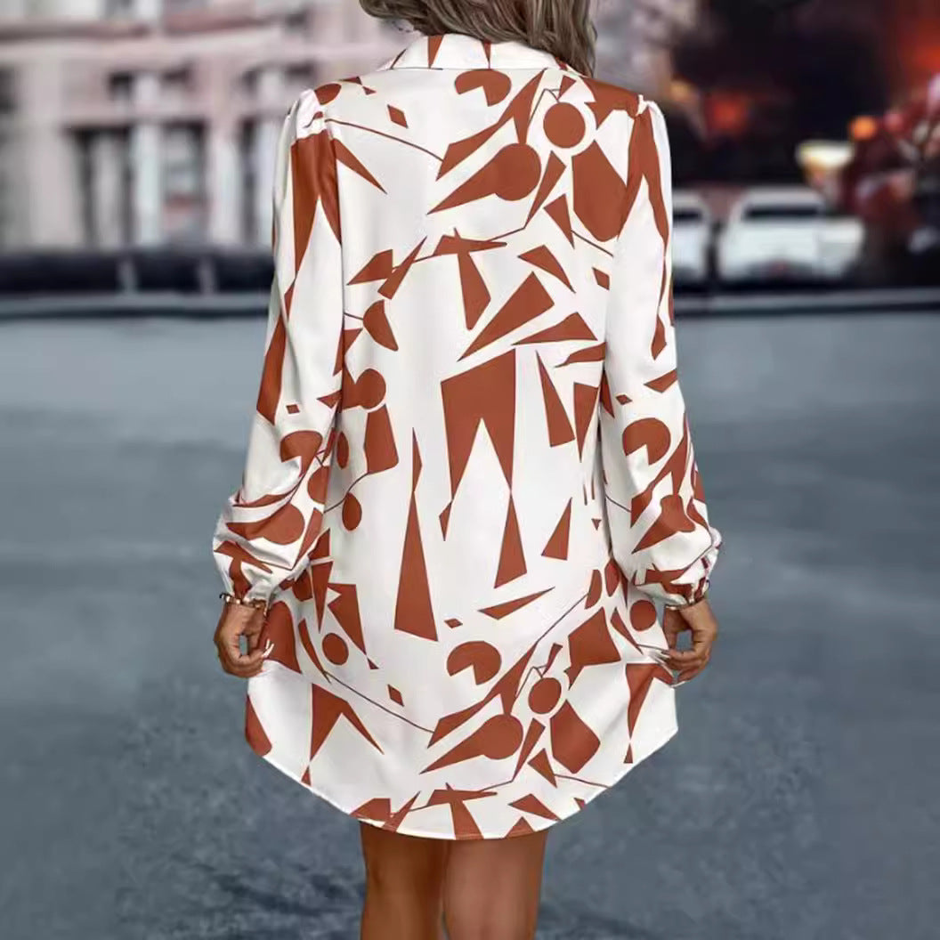 Damen nan oversized Hemdmini mit grafischem Print, Hemdkragen und Balloonärmeln Echo Archiv