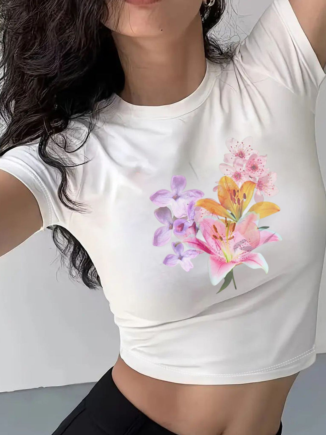 Damen Crop-T-Shirt mit kreativem Telefon-Design Echo Archiv