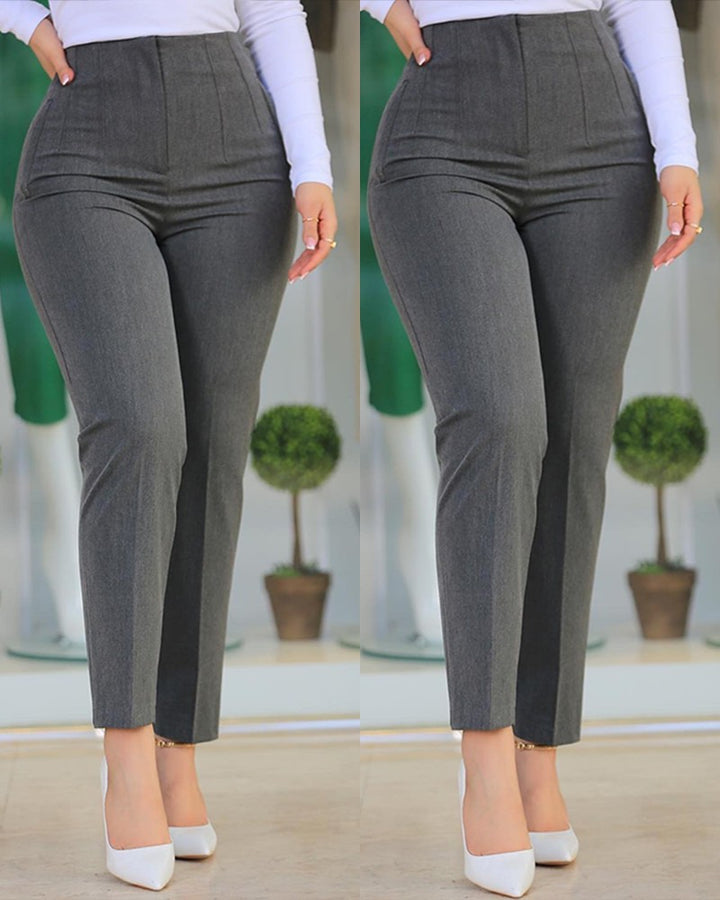 Damen Hochtaillierte Slim-Fit Bügelfalten-Hose mit geradem Bein – Avélisse