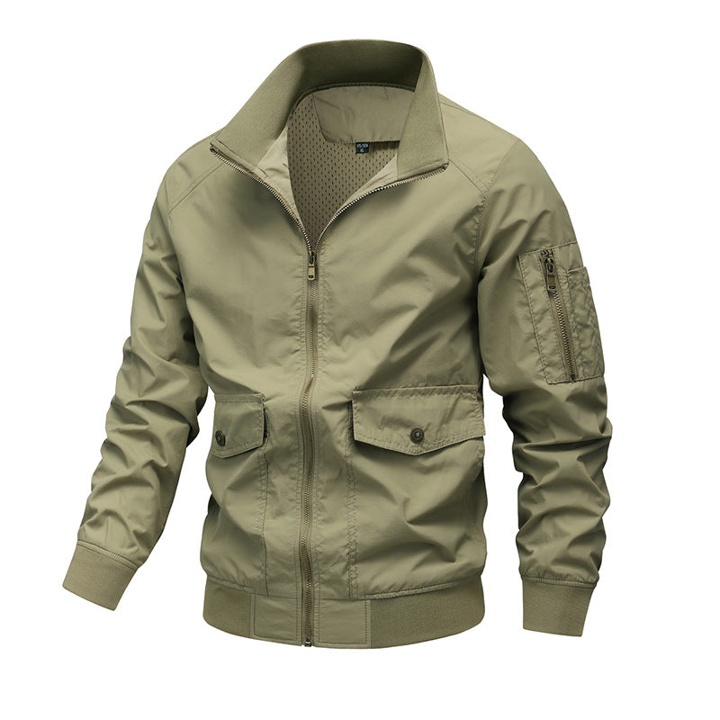 Herren Leichte Utility-Bomberjacke mit Ärmeltasche und Netzfutter Echo Archiv
