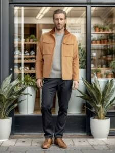 Herren modische Übergangsjacke mit praktischen Taschen Echoarchiv