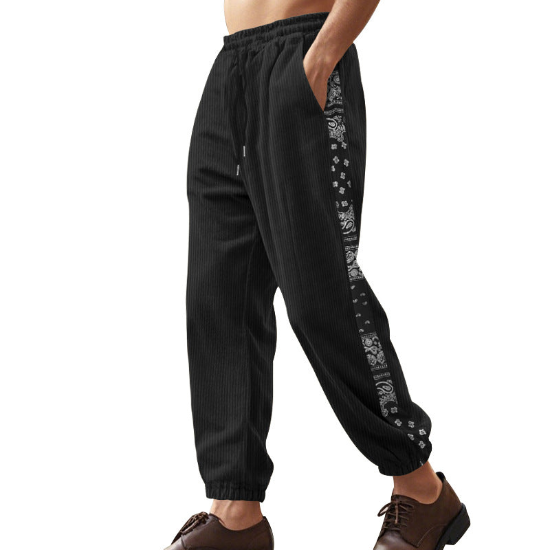 Herren lässige Cord-Jogginghose mit seitlichen Bandana-Details Echoarchiv