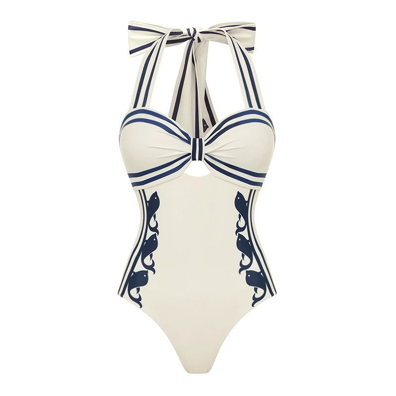 Damen Einteiler Badeanzug mit raffiniertem Cut-Out und dekorativen Schleifen Echo Archiv