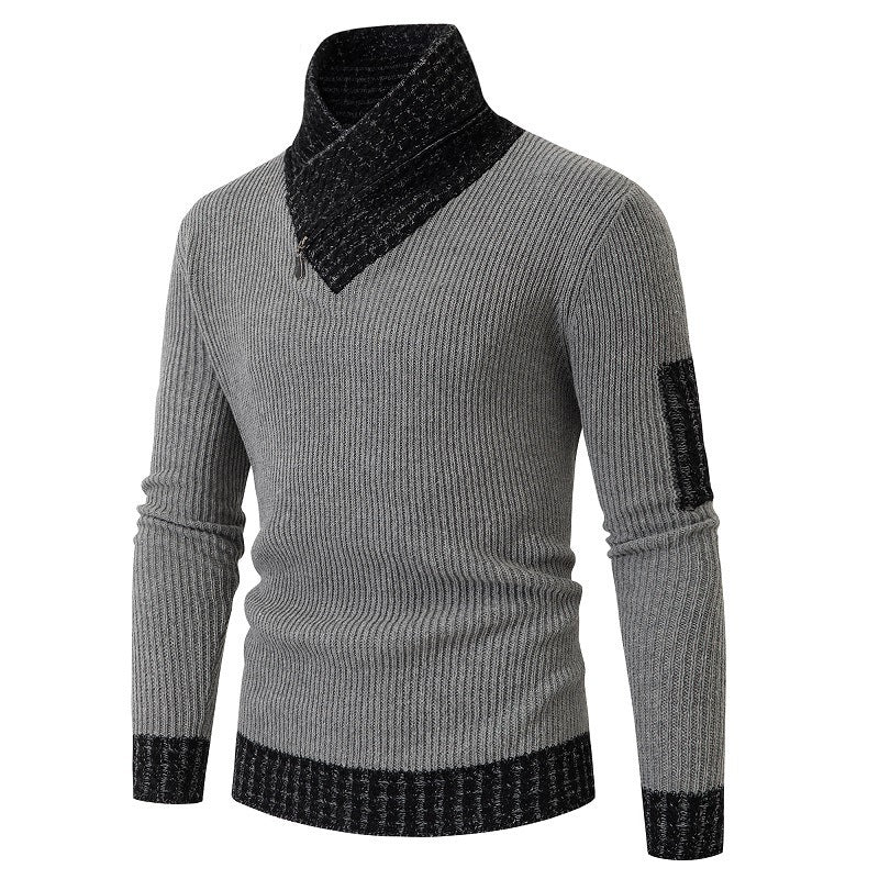 Herren Pullover mit modernem asymmetrischem Kragen und strukturiertem Design Echoarchiv