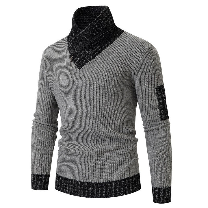 Herren Pullover mit modernem asymmetrischem Kragen und strukturiertem Design Echoarchiv