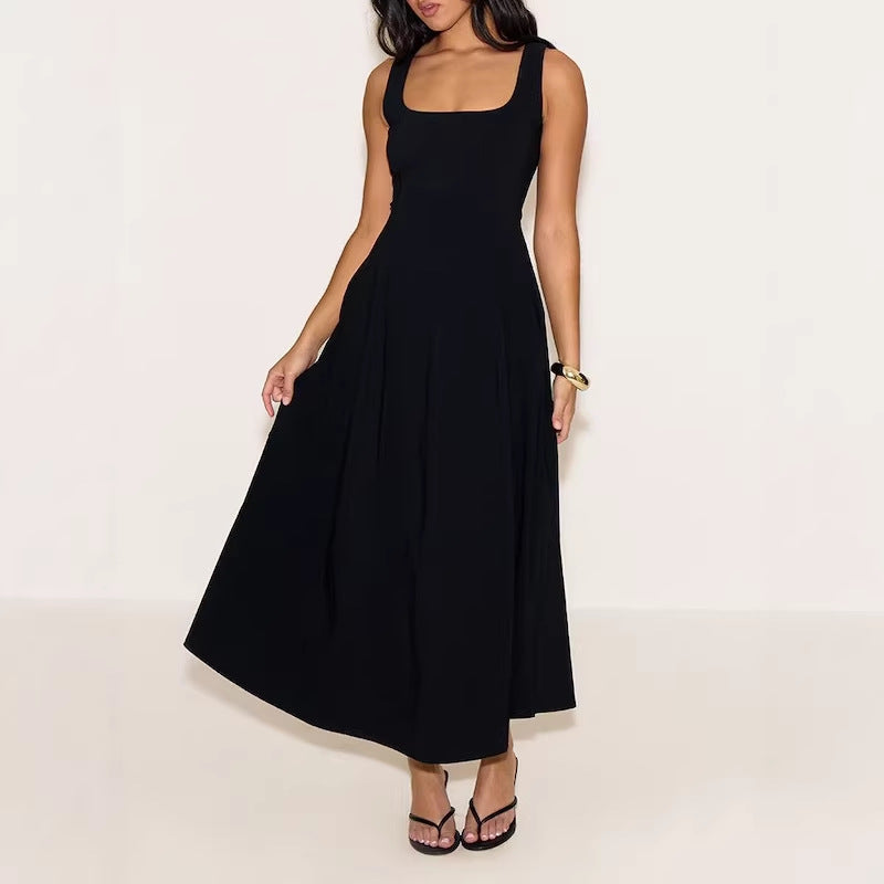 Damen Midikleid mit quadratischem Ausschnitt und weitem Rock Echo Archiv