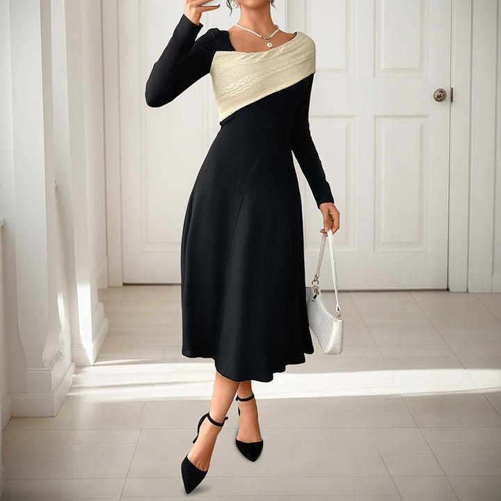 Damen Asymmetrisches Midikleid mit One-Shoulder-Strickdetail und figurbetontem Fall Echoarchiv