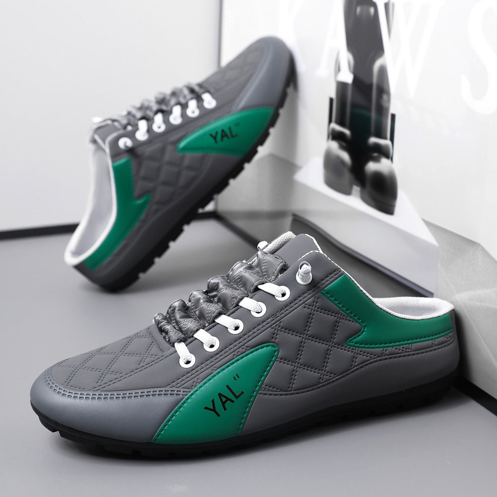 Herren Slipper-Sneaker im Mule-Design mit dekorativer Schnürung und gesteppter Kunstleder-Optik Echoarhiv