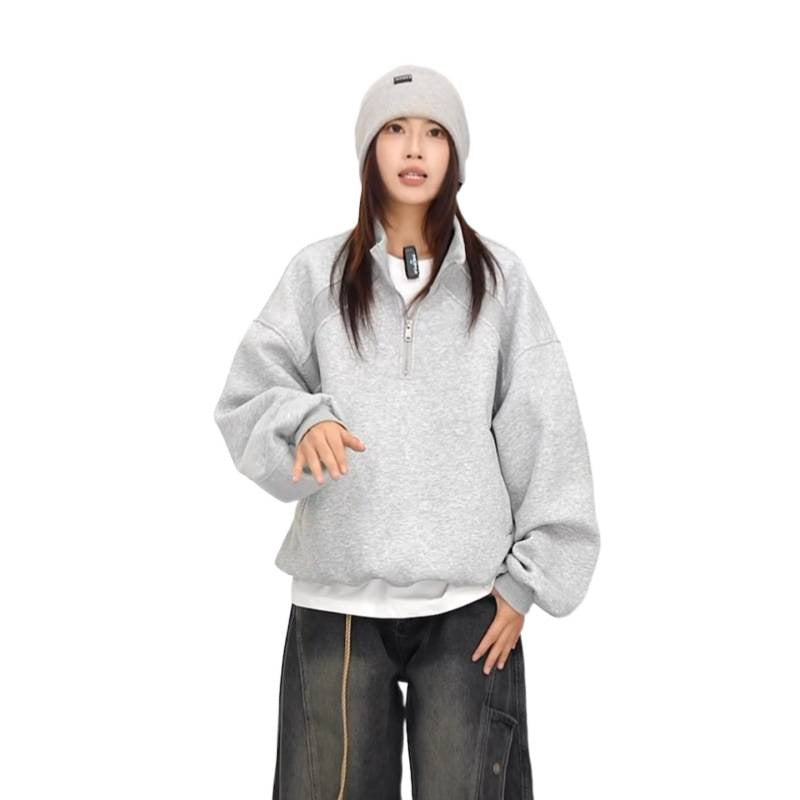 Unisex Halbzip-Sweatshirt mit Raglanärmeln, Eingrifftaschen und geripptem Saum Echoarchiv