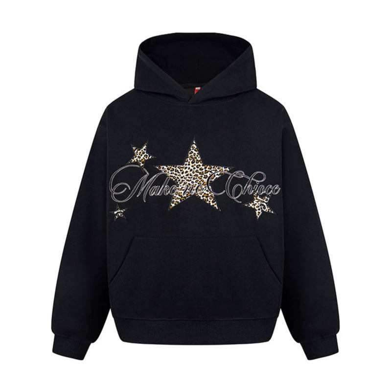 Damen Oversize Kapuzenpullover mit Kängurutasche und Leo‑Stern‑Print Echoarchiv