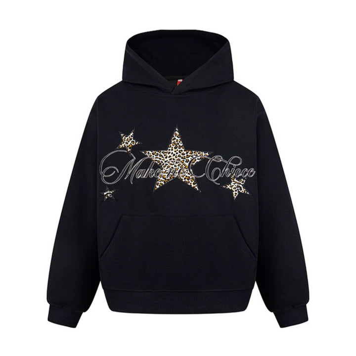 Damen Oversize Kapuzenpullover mit Kängurutasche und Leo‑Stern‑Print Echoarchiv