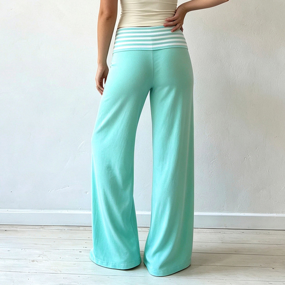 Damen Palazzo-Yogahose mit breitem Umschlagbund und fließender Jersey-Qualität – Avélisse