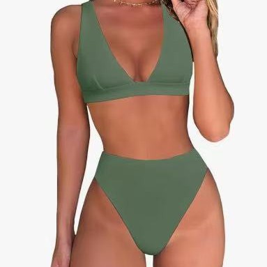 Damen Hochtailliertes Bikini Set mit V-Ausschnitt Echo Archiv