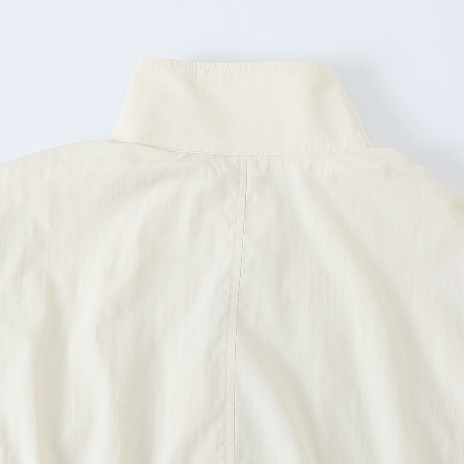 Damen Cropped Blousonjacke mit Stehkragen, durchgehender Zierknopfleiste und elastischem Saum Echoarchiv