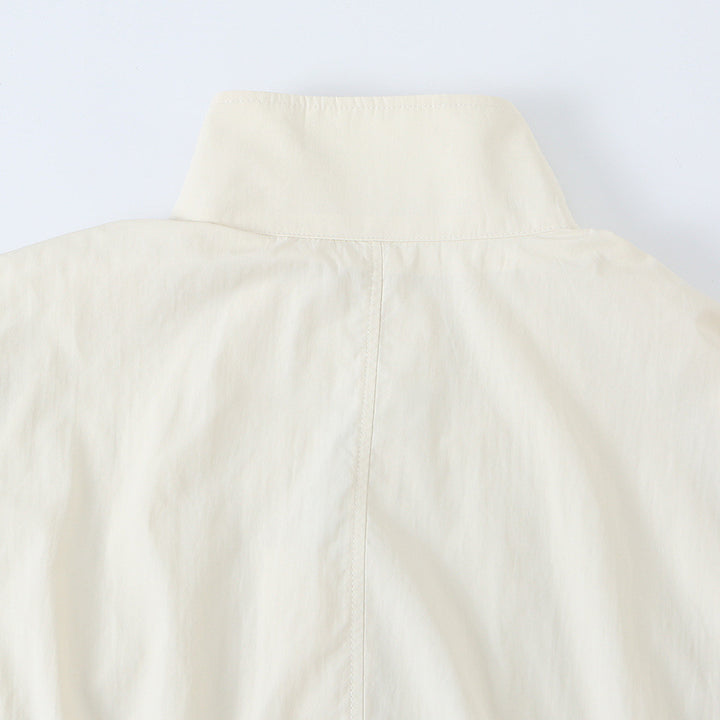 Damen Cropped Blousonjacke mit Stehkragen, durchgehender Zierknopfleiste und elastischem Saum Echoarchiv