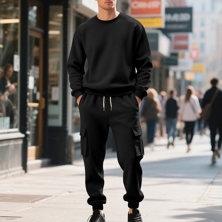 Herren Utility-Cargo-Jogger aus French Terry mit Mehrfachklappen & Tunnelzug – Bravaro